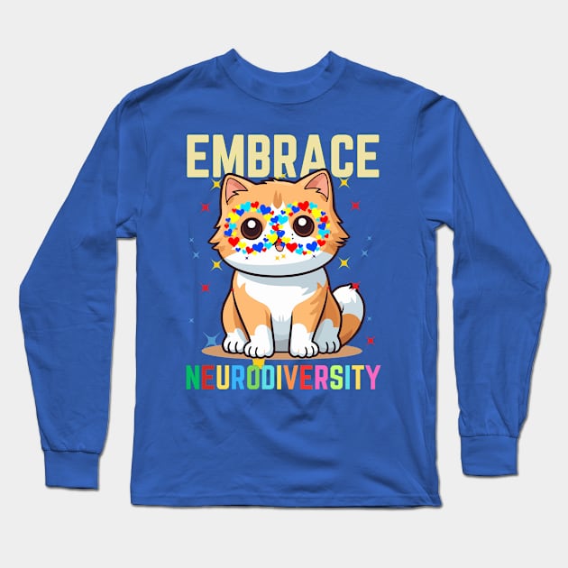 EMBRACE NEURODIVERSITY CAT Long Sleeve T-Shirt by Lolane